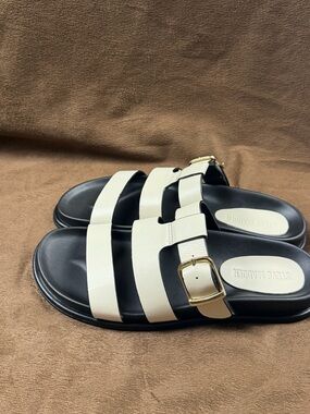 Steve Madden Bone Buckle Strappy Sandals Leather Comfort Women US 8.5